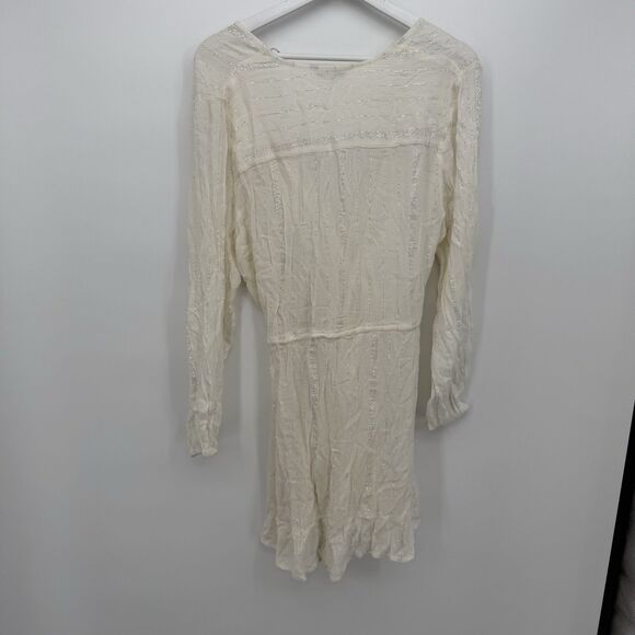 Blue Island Ivory Silver Metallic Swim Coverup Dress Size Large Rayon Boho - Picture 7 of 11